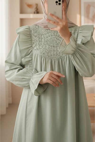 Modamorfo Τουνίκ από ποπλίνα με βολάν στους ώμους και κεντημένη δαντέλα - Πρά...