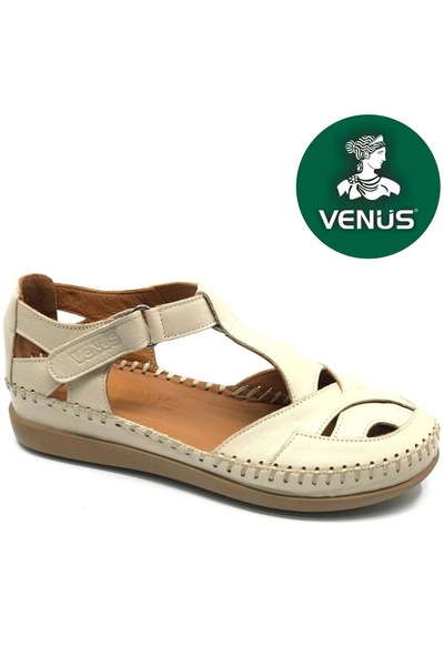 Venüs صندل نسائي من الجلد الطبيعي مريح لتقويم العظام من Omelo باللون البيج