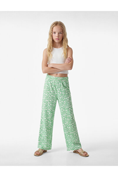 Koton Pantaloni verzi pentru fete cu model floral 6SKG40054AK