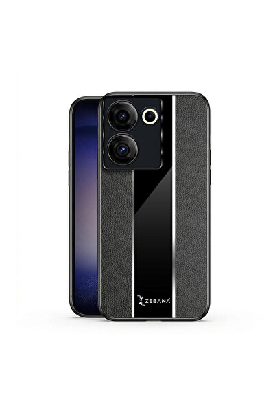 Zebana TECNO Camon 20 4G Uyumlu Kılıf Premium Deri Kılıf Siyah