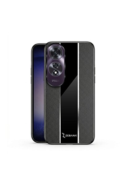 Zebana Oppo A60 Uyumlu Kılıf Premium Deri Kılıf Siyah