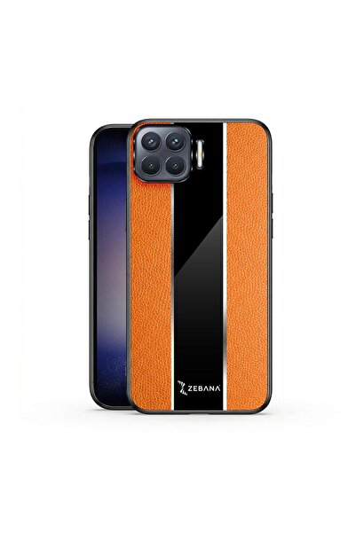 Zebana Oppo Reno 4 Lite Uyumlu Kılıf Premium Deri Kılıf Turuncu