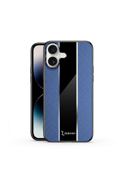 Zebana Apple iPhone 16 Uyumlu Kılıf Zebana Premium Deri Kılıf Mavi