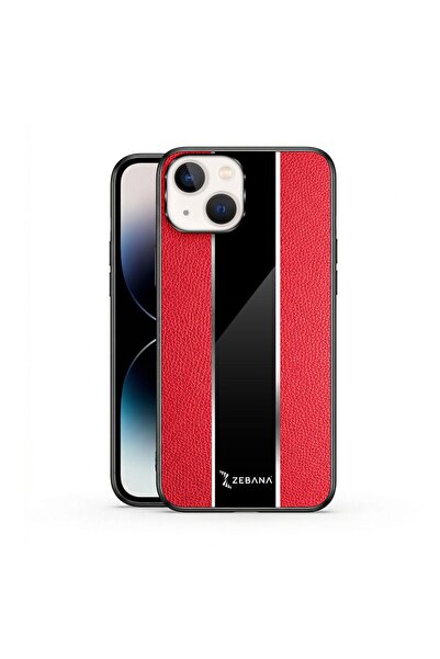 Zebana Apple iPhone 15 Uyumlu Kılıf Premium Deri Kılıf Kırmızı