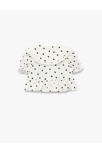 Koton Cotton Polka Dot Short Sleeve Baby Collar Blouse