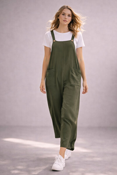 bb butik basic Γυναικεία φόρμα με τσέπες και τιράντες, άνετη εφαρμογή, TR0935