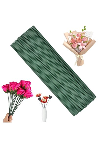 hyc heryerçiçeklenir Çiçek Teli 20 Adet , 2 mm - 30 cm – Kalın Yeşil Dal (Şön...