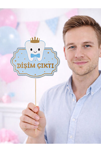 Parti Adresi Diş Buğdayı Dişim Çıktı Yazılı Konuşma Balonu Mavi 5'li