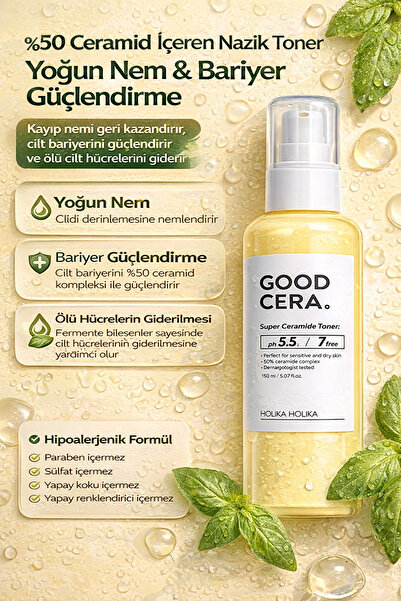 Holika Holika Good Cera Super Ceramide Toner - Hassas Ciltler İçin Bariyer On...