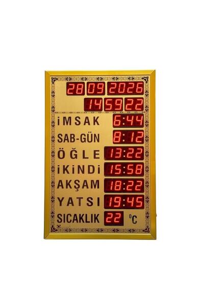 CAMİMARKET Dijital Cami Saati 40x60 Cm Tam Gold Kumandalı