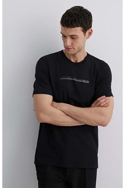 Mavi M0612647 Black Printed T-Shirt Men's T-Shirt Black