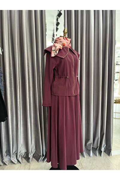 Modario Vatkatex Shawl Collar Skirt Suit - Mulberry - 46