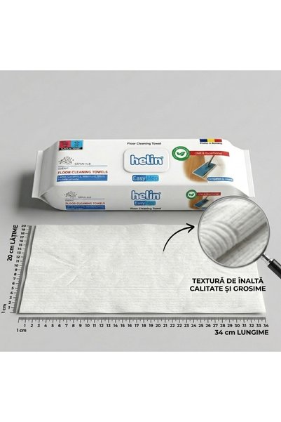 Helin SET Mop Plat + 2X36 Buc Servetele umede pentru mop, suprafete multiple, bicarbonat&otet, fara clor