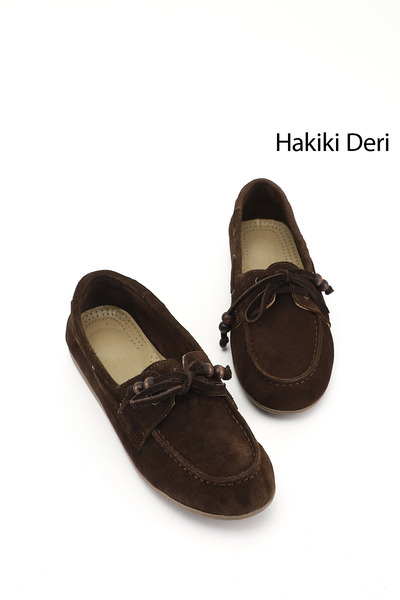 GÖNDERİ(R) Women's Brown Suede Lace-Up Genuine Leather Comfort Shoes