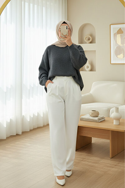 Modamorfo Πουλόβερ με στρογγυλή λαιμόκοψη, χαλαρή εφαρμογή - καπνιστό