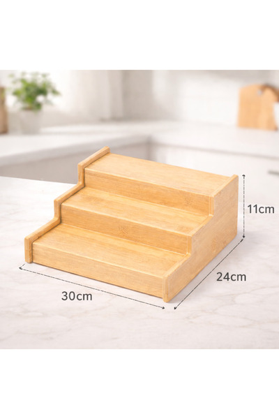 Karçiçeği Home Ahşap 3 Katlı Merdivenli Baharatlık Standı