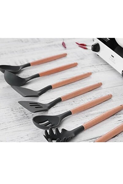 Arabest 12-Piece Silicone Cooking Utensils Set with Wooden Handles, Heat Resi...
