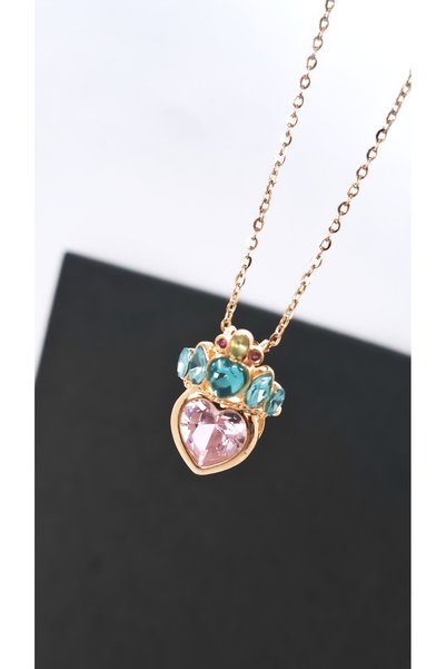 Serenity Women's Blue Tac Heart Steel Necklace