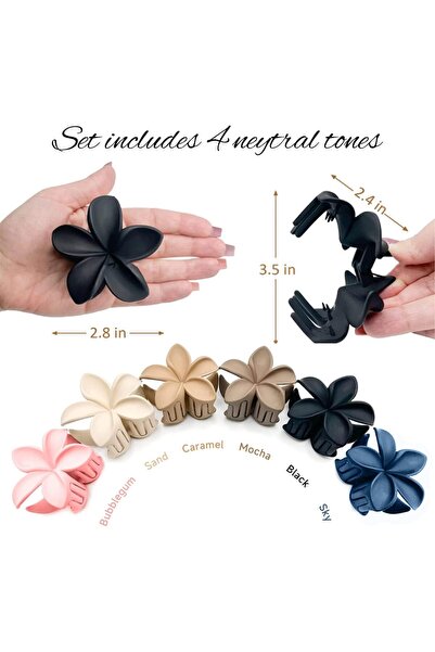 Arabest 6-Pack Flower Hair Claw Clips,Nonslip Matte Hair Clips for Women,Thic...