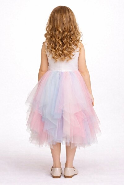 NAGİHAN Ειδικής σχεδίασης τούλινο φόρεμα με λουλούδια, αμάνικο τούτου, για κο...