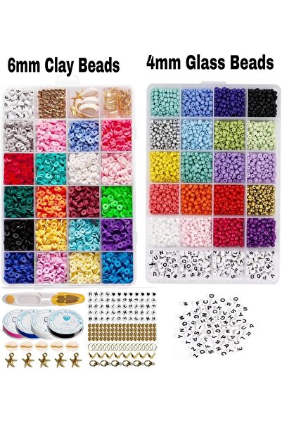 Arabest Jewelry Making Kit,4000 Clay & 3300 Glass Seed Beads,Alphabet & Heart...