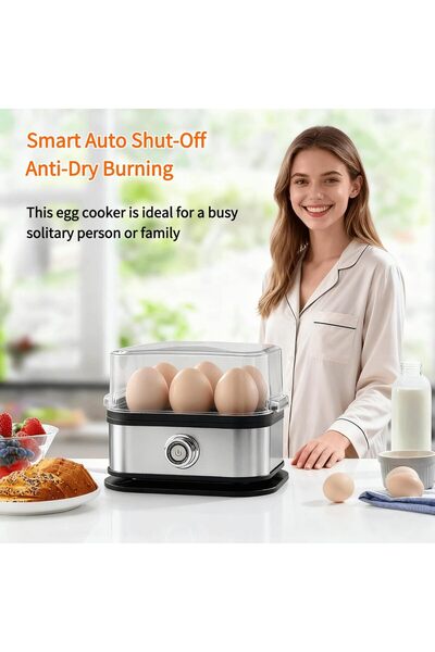 Arabest 6 Eggs Capacity Electric Egg Cooker,Stainless Steel,Auto Shut-Off,Sof...