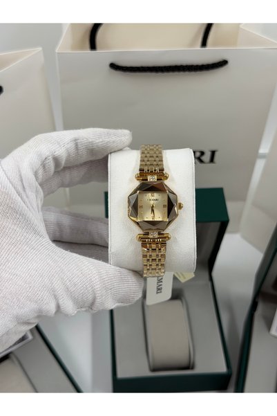 DEMARİ ساعة يد نسائية بحركة كوارتز - سوار ذهبي ومينا ذهبي DM-00110L-B4