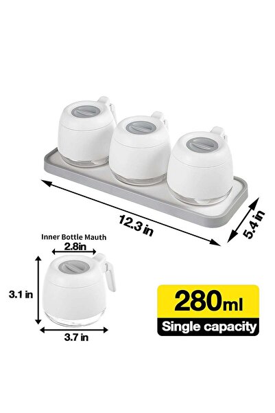 Arabest 3-Piece Airtight Glass Spice Jar Set,280ml/9.9oz Seasoning Container ...