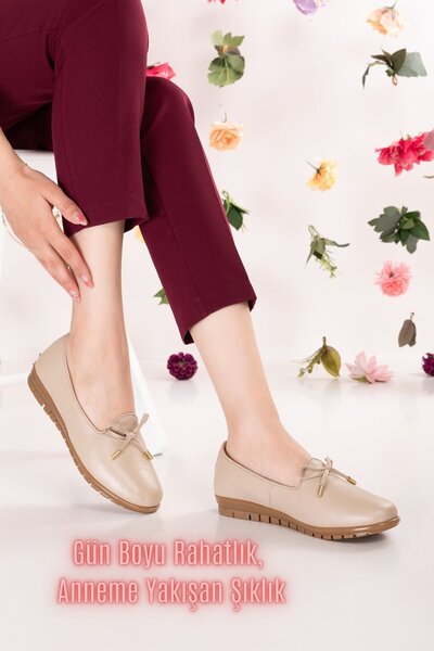 Gondol Balerini de zi cu zi pentru femei, din piele naturală, confortabili, e...