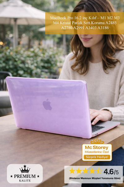 Mcstorey MacBook Pro 16.2 inç Kılıf – M1 M2 M3 M4 Kristal Parlak Sert Kapak A...