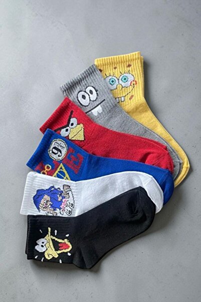 Esinti Σετ 6 ζευγαριών βαμβακερών πολύχρωμων κολεγιακών καλτσών – Ανδρικές κα...