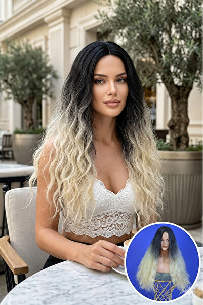 REMY HAİR Platin Ombreli Uzun Fiber Sentetik Peruk