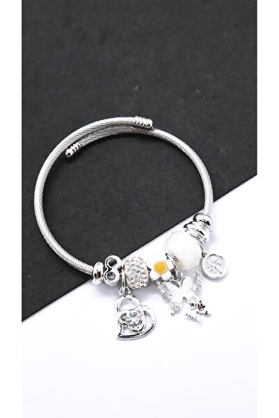 Serenity Butterfly Figured Charm Steel Bracelet