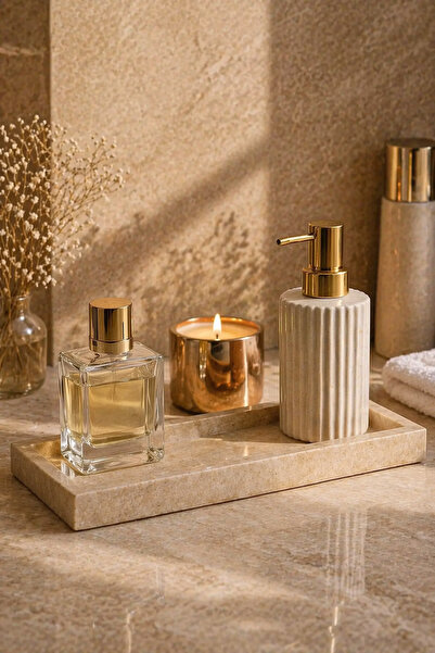 Marbello Διακοσμητικός Δίσκος Τραβερτίνης 30x12 εκ. |   Μπάνιο, Γωνιά καφέ, Ο...