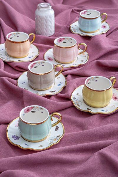 ACAR Lüx Porselen 6 Renk Rowan Fincan Takımı