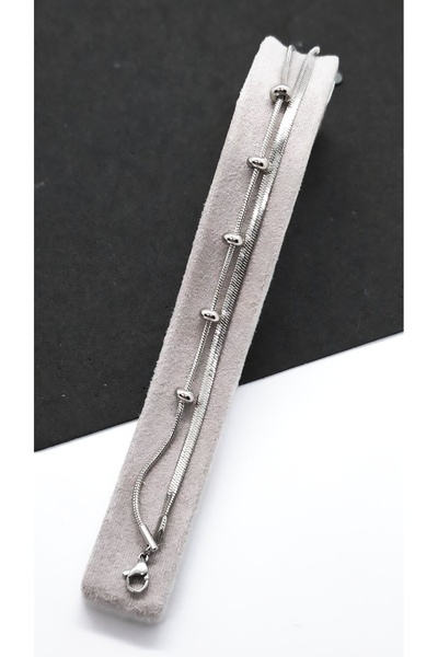 Serenity Bead Figured Double Chain Steel Bracelet