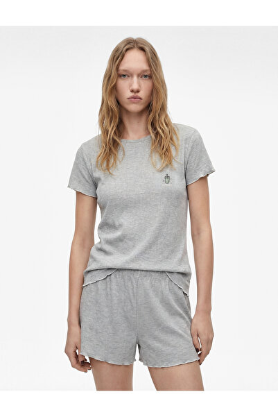 Koton Σετ πιτζάμες με κοντό μανίκι από μείγμα βισκόζης, άνετη εφαρμογή - Σετ ...