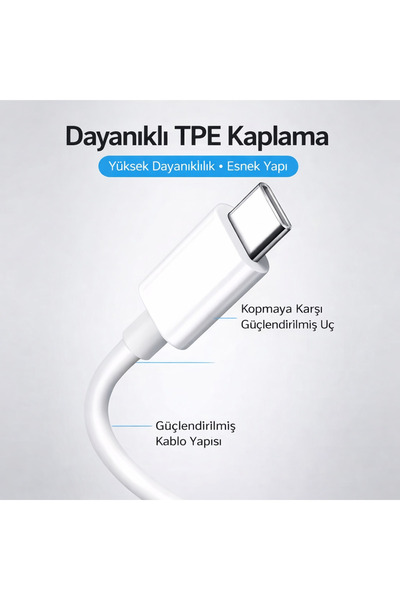 qasul Xiaomi Huawei Oppo Uyumlu 3 Metre TYP-C - USB Şarj Kablosu Uzun Şarj KABLOSU