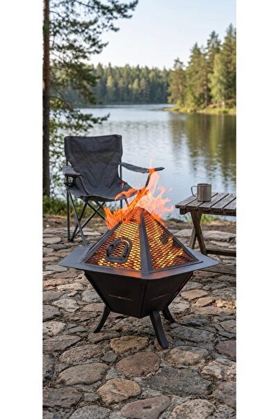 Ayme Outdoorium 61 cm Çelik Taşınabilir Ateş Çukuru & Barbekü – Odun/kömür Ya...