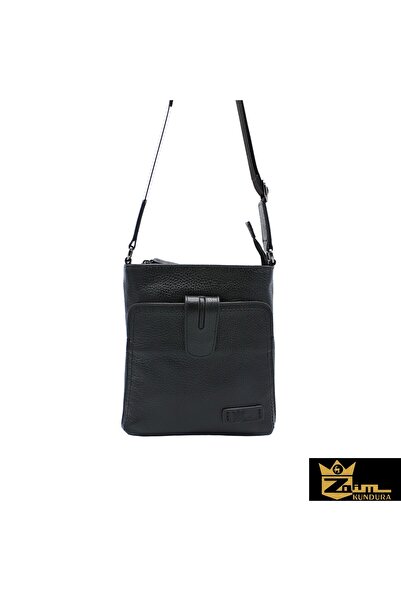 Zaim Kundura Unisex Black Genuine Leather Messenger Bag 792300721-1