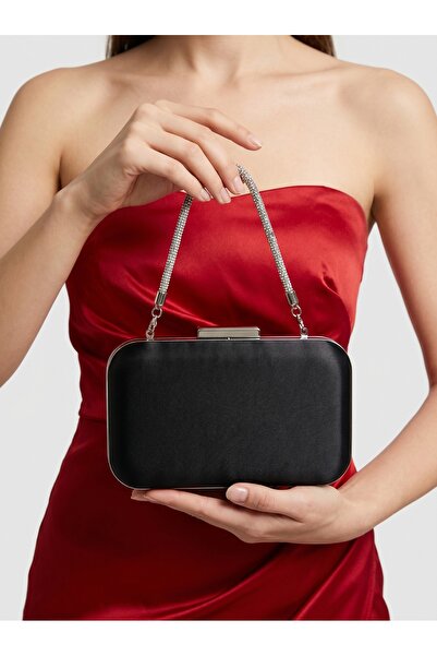 Biçanta Μαύρο Σατέν Ασημί Πέτρινη Λαβή Γυναικεία Βραδινή Τσάντα Φόρεμα Γάμου ...