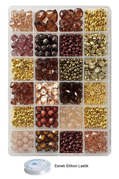 By MO Accessories Κιτ χόμπι κατασκευής κοσμημάτων με 24 είδη καφέ χάντρες σε ...