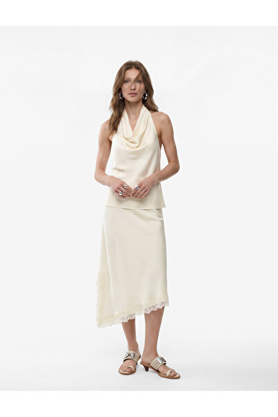 Koton Σατέν φούστα μίντι με στενή εφαρμογή, ασύμμετρο κόψιμο και λεπτομέρεια ...