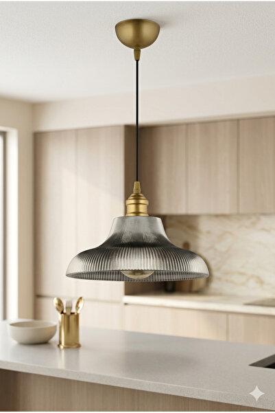 ANGDESİGN İNCİ Tekli Avize FÜME •• Antik Detaylı Modern Sarkıt Avize Salon An...