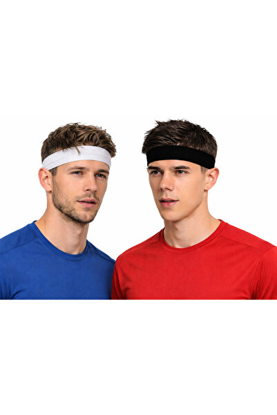 İnDerin Ανδρικό σετ 2 τεμαχίων αθλητικών κορδέλων για τα μαλλιά, βαμβακερό, γ...