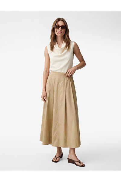 Koton Σετ Βαμβάκι τεμαχίων Φούστα σε γραμμή Α Με τσέπες Με πιέτες Μίντι