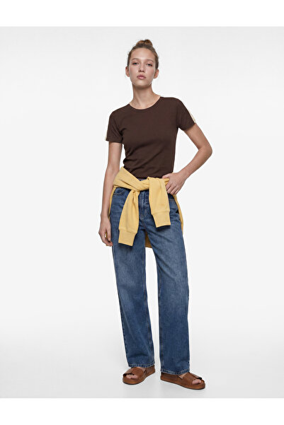 Koton Μπλουζάκι με κοντό μανίκι, στενή γραμμή, λαιμόκοψη ποδηλάτου και χρωματ...