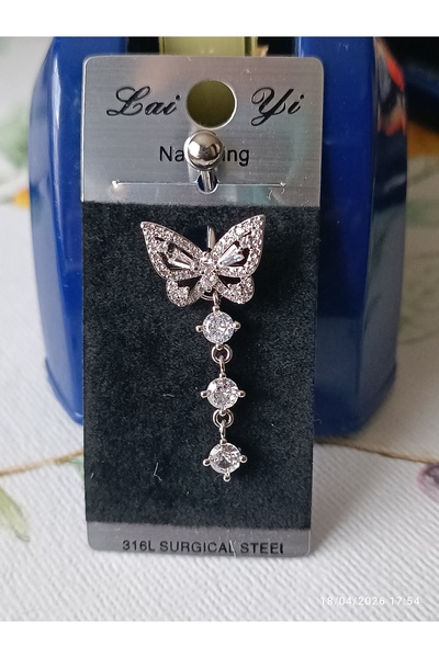 AyçaSilver Üstün kalite baget ve zirkon taşlı Gobek piercing