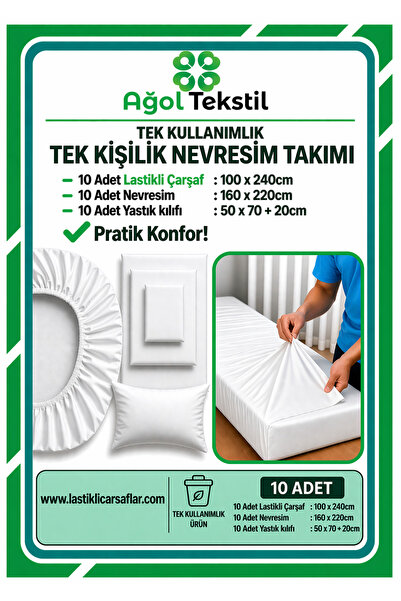ağol tekstil Disposable Single Duvet Cover Set of 10