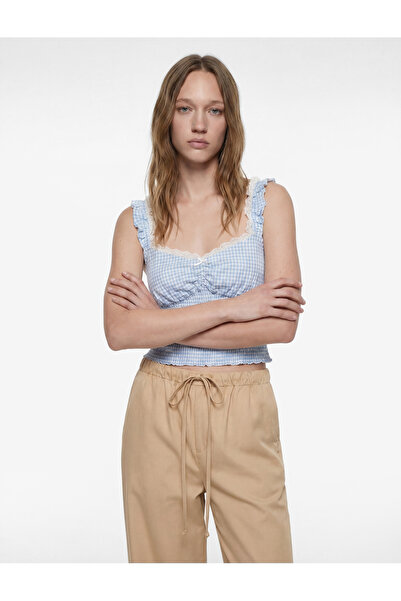 Koton Μπλούζα με φαρδύ γιακά, αμάνικη, με βολάν και διακοσμητικές λεπτομέρειες